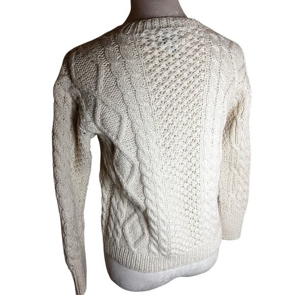 Vintage Hutzler’s Made in Ireland Aran Wool Cardigan | Small | Cream CableKnit - Picture 6 of 10